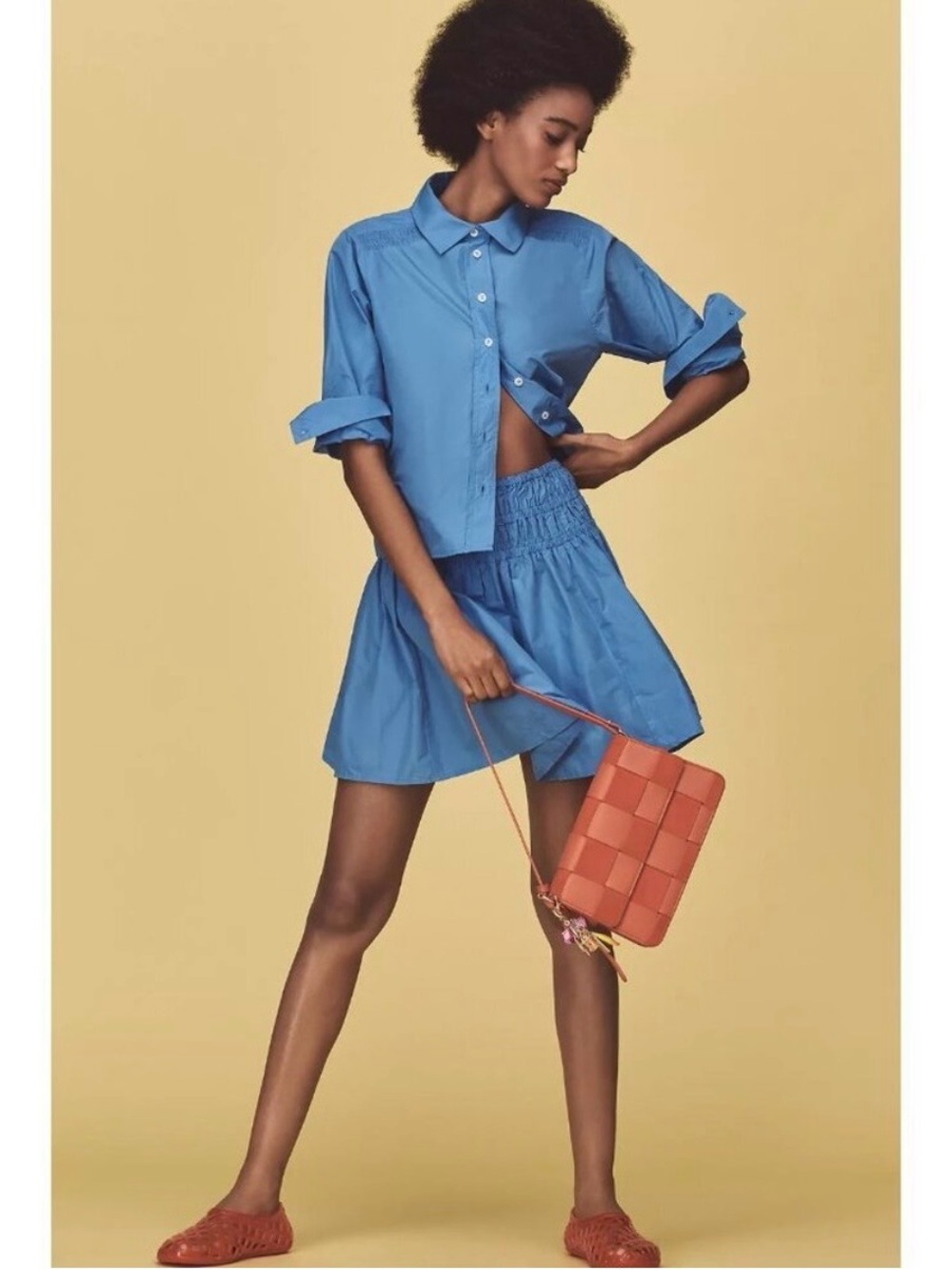 Anthropologie Maeve Two-Piece Shirt & Skirt Set